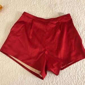Lovers + Friends- Red Satin Shorts